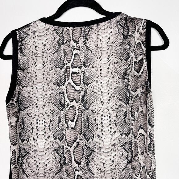 Anthropologie I Madeline Large L Black Snakeskin Sleeveless Top High Low Hem - Picture 5 of 9